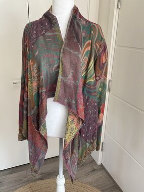 **Baba ** One-Size Multicolor Ruana Open Knit Shawl